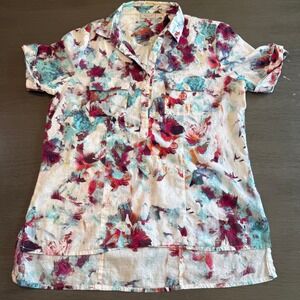 Bexleys Edition Women's Cotton Floral Print‎ Short Sleeve Shirt Top